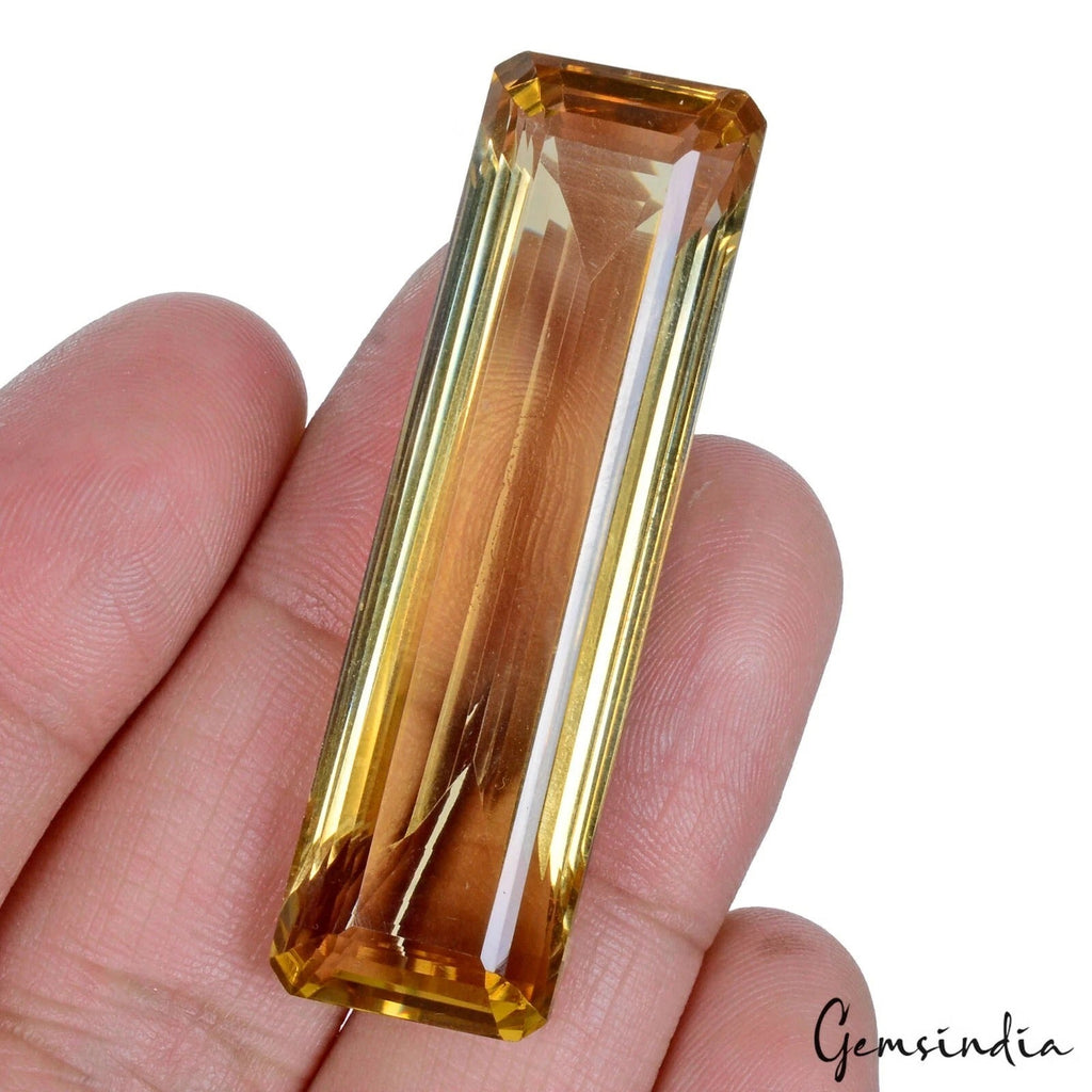 Certified 83.20 Cts Natural Untreated Brazilian Yellow Citrine Octagon Cut Gem