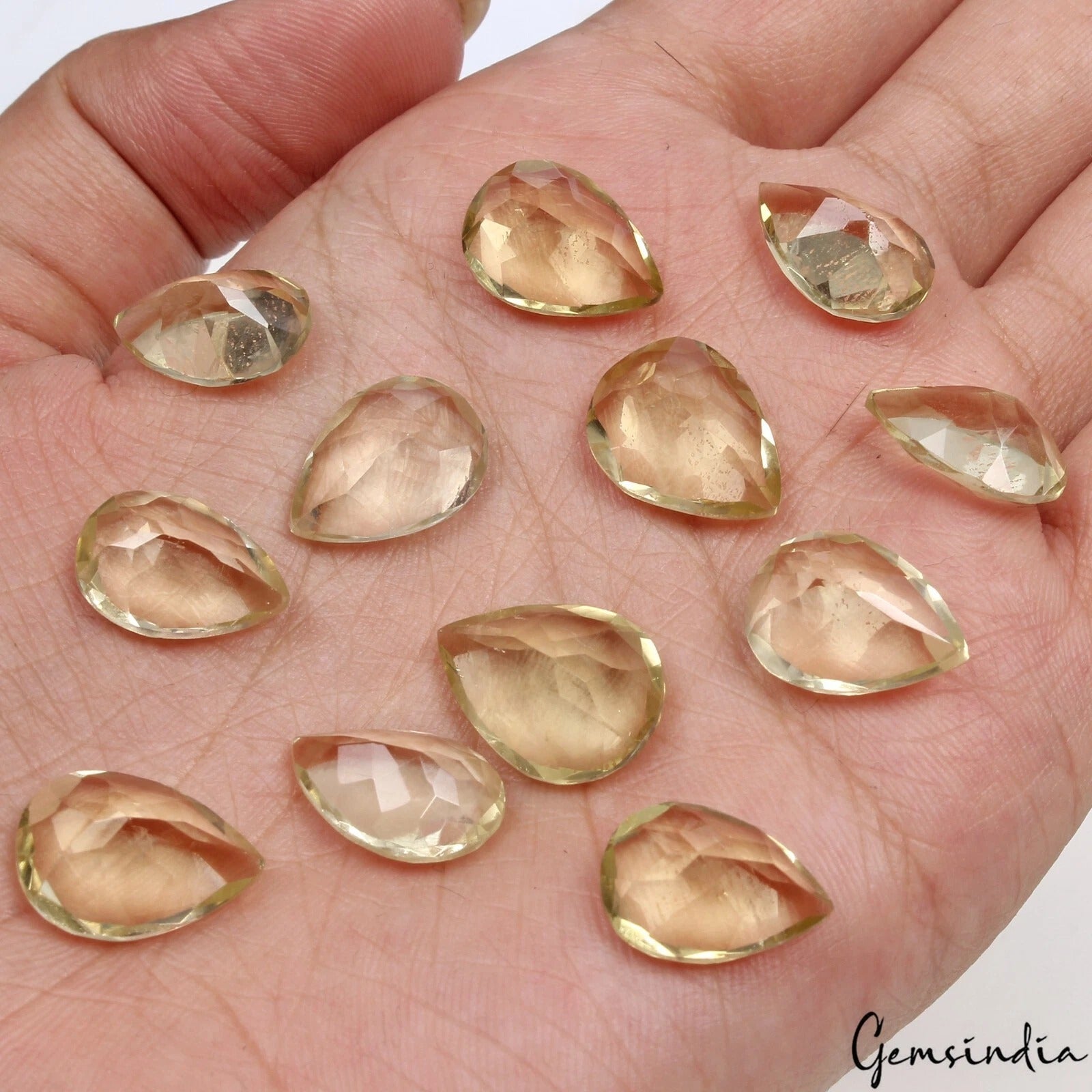 68 Ct/12 Pcs Natural Untreated Brazilian Yellow Citrine Pear Cut Gem For Jewelry