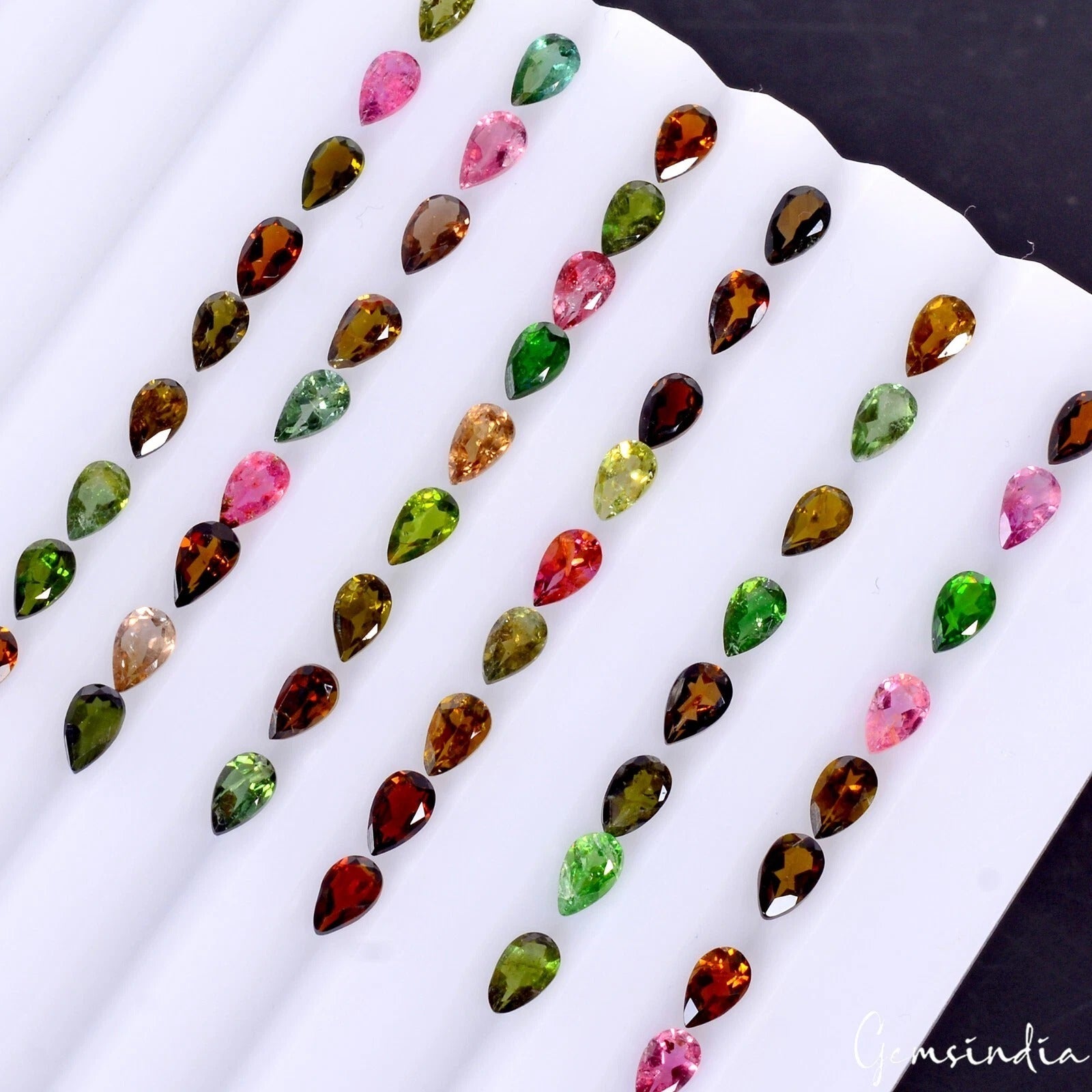 VVS 52 Pcs Natural Multi Tourmaline 5x3mm Pear Cut Loose Untreated Gemstones Lot