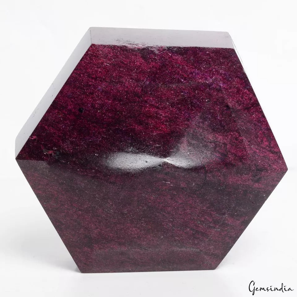 Ruby Loose Gemstone, Hexagon Cut, Color Enhanced — 4.1X3.75X1.4 Inches, 4300 Ct (0.86 Kg), Madagascar