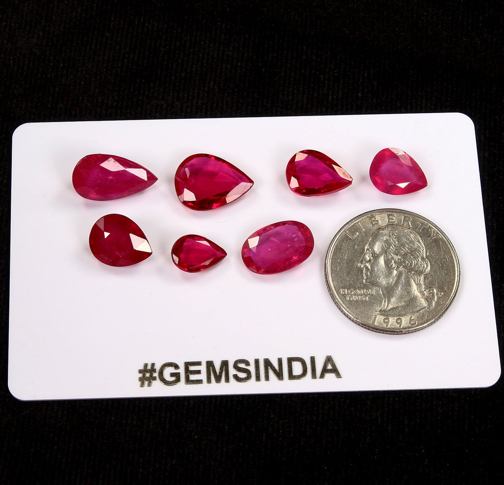 Flawless 33.50 Ct Red Pink Hydro Ruby Mix Shape Faceted Loose Gemstones 10-15mm