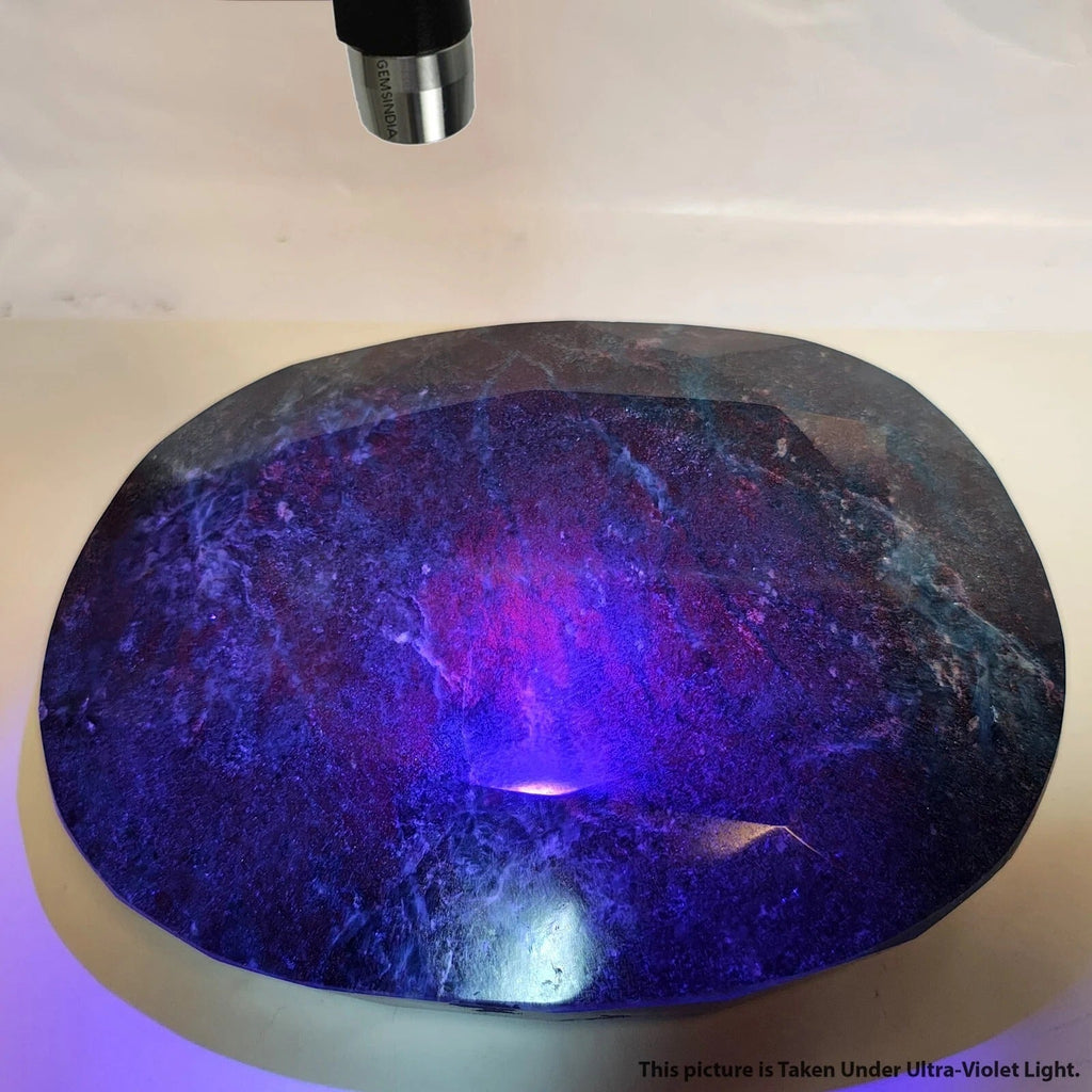 Rare 3.7Kg Large Natural Blue Kyanite with Ruby Faceted Gemstone Slab Specimen