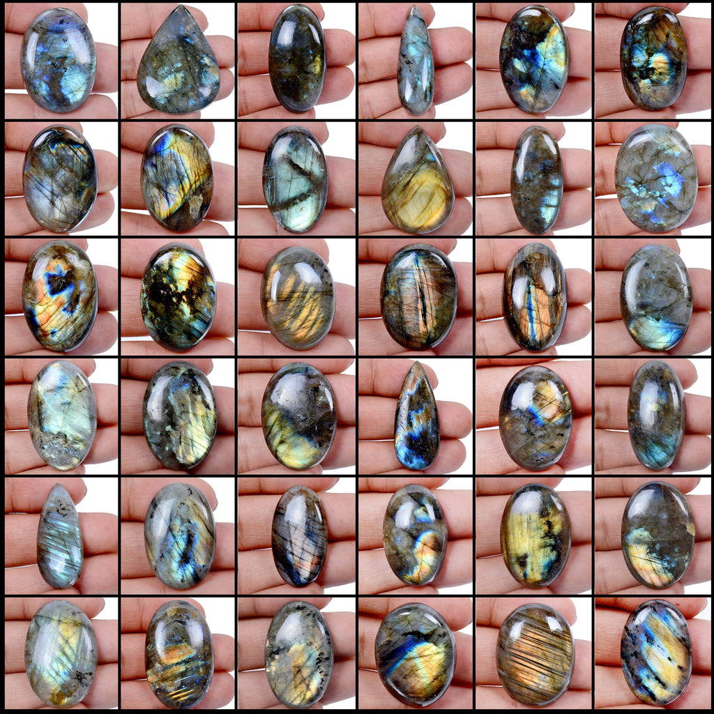 36 Pcs Natural Multi Flash Labradorite Mix Cabochon Loose Gemstones~ 2000 Ct Lot