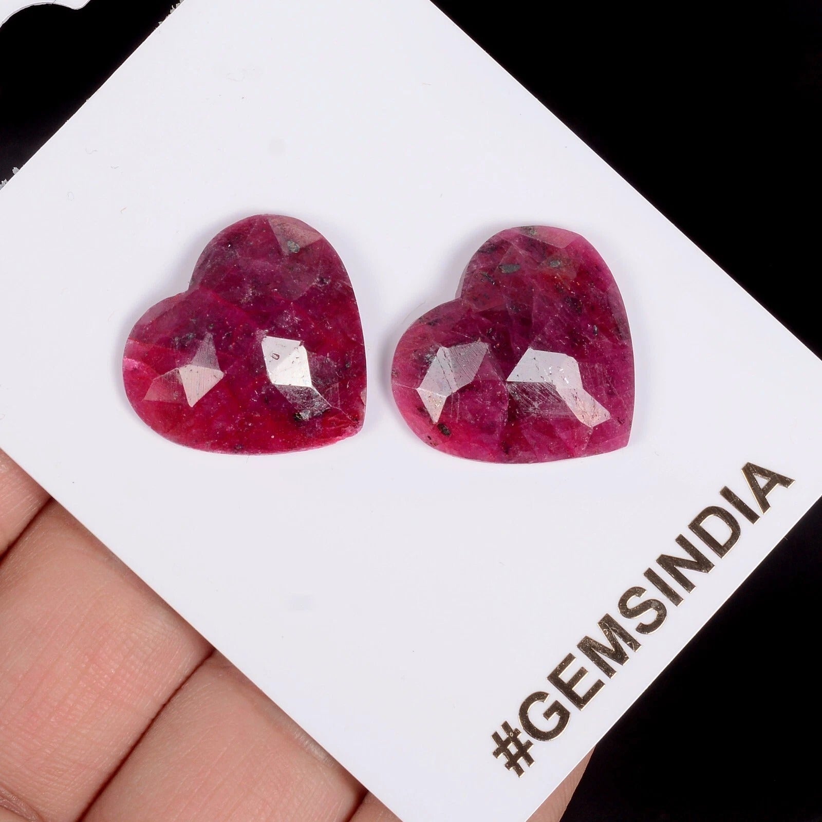 Ruby Lot, Loose Gemstone, Color Enhanced, Red — 2 Pieces, 22x20mm, 47.30 Ct
