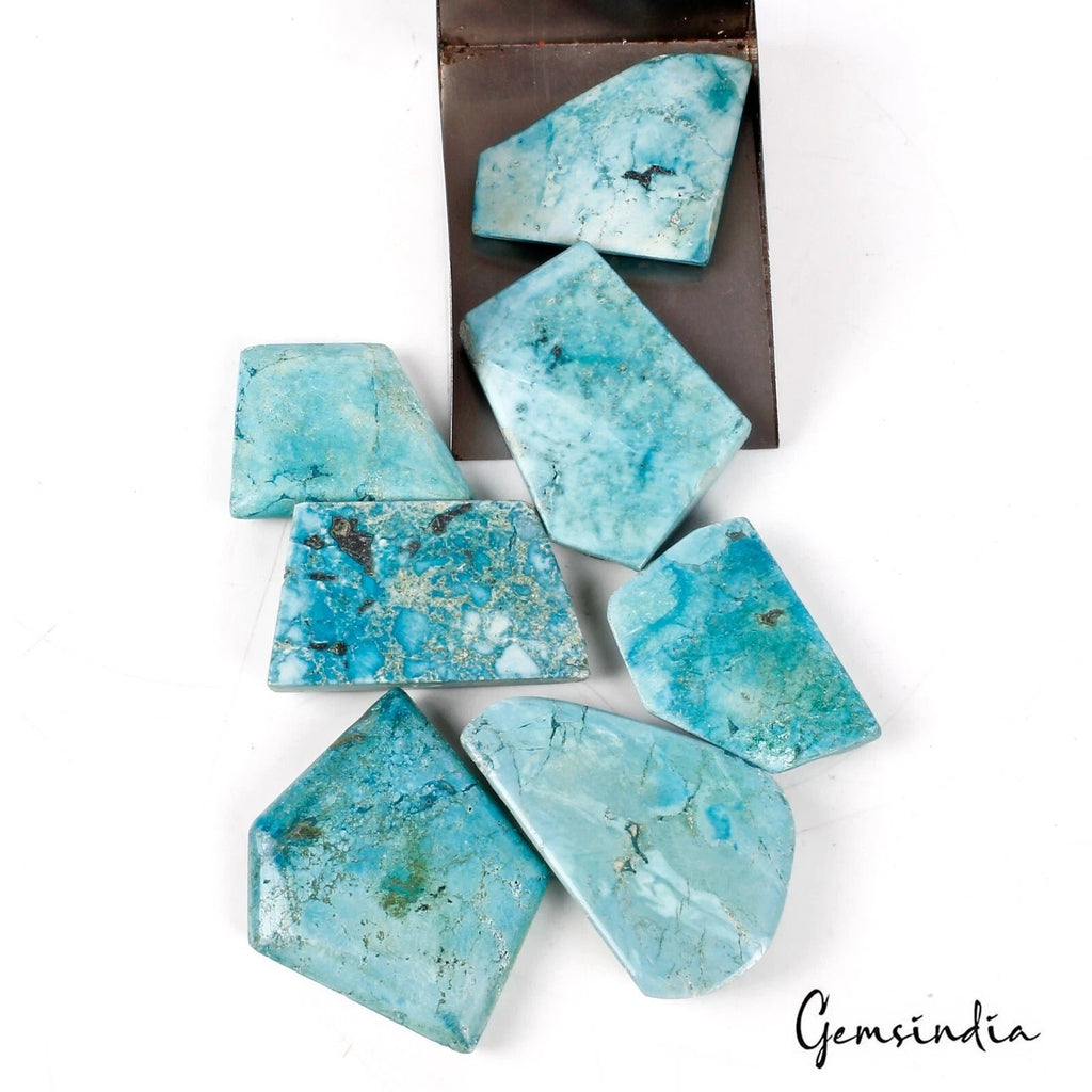 460 Ct Natural Treated & Stabilized Turquoise Mix Cabochon Loose Gems Lot 7 Pcs
