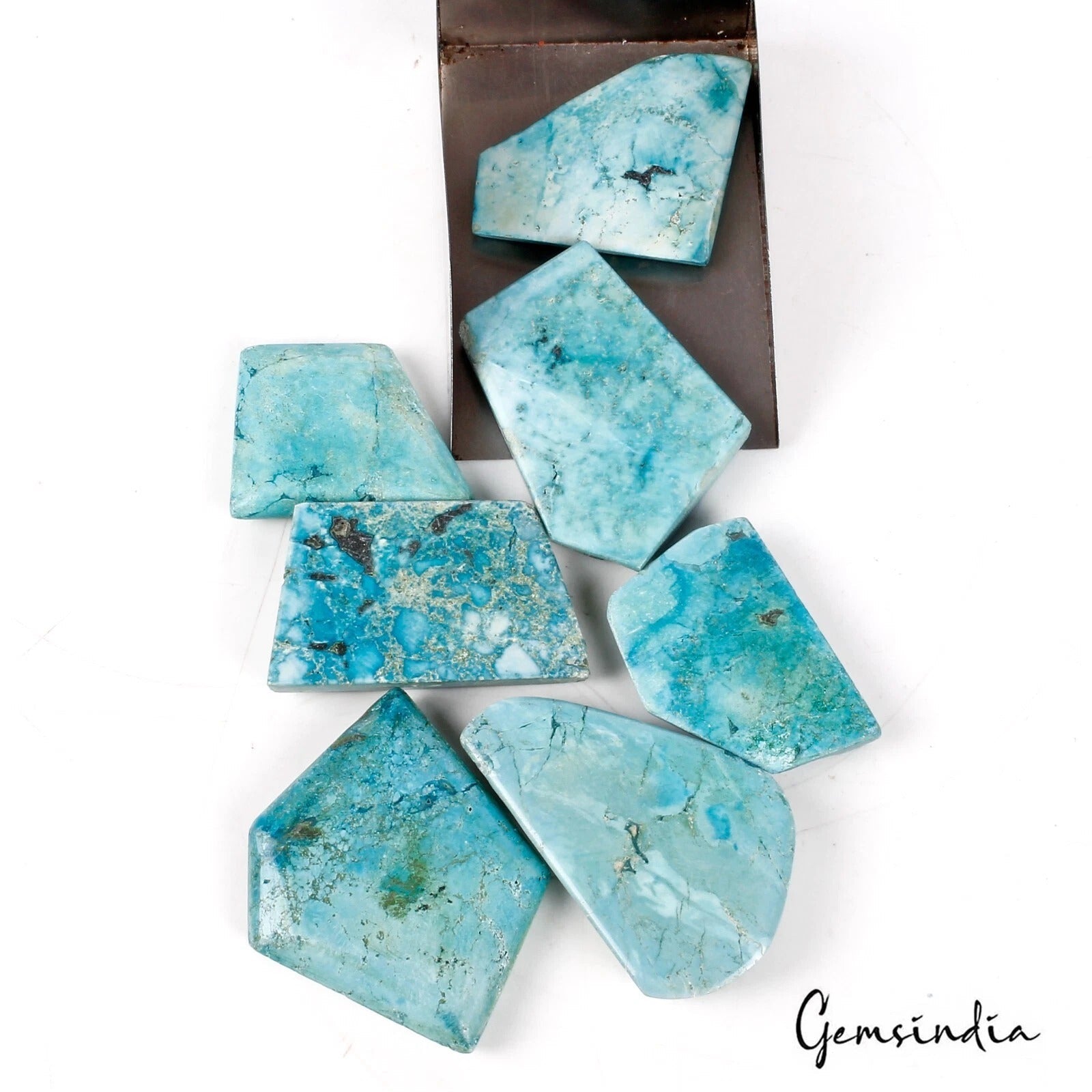 460 Ct Natural Treated & Stabilized Turquoise Mix Cabochon Loose Gems Lot 7 Pcs