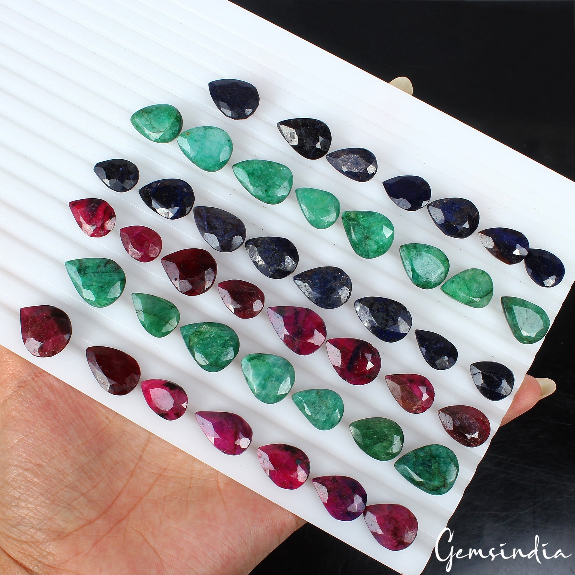 470 Ct Natural Multi Emerald Ruby Sapphire Pear Faceted Loose Gemstones 13-19mm
