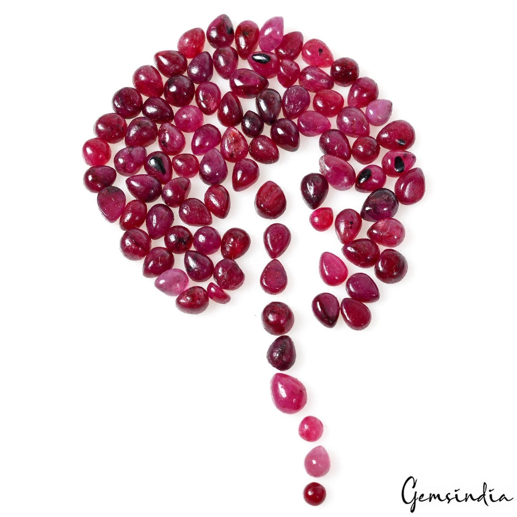 Ruby Lot, Cabochon, Red — 87 Pieces, 2mm, 25.20 Ct, Madagascar