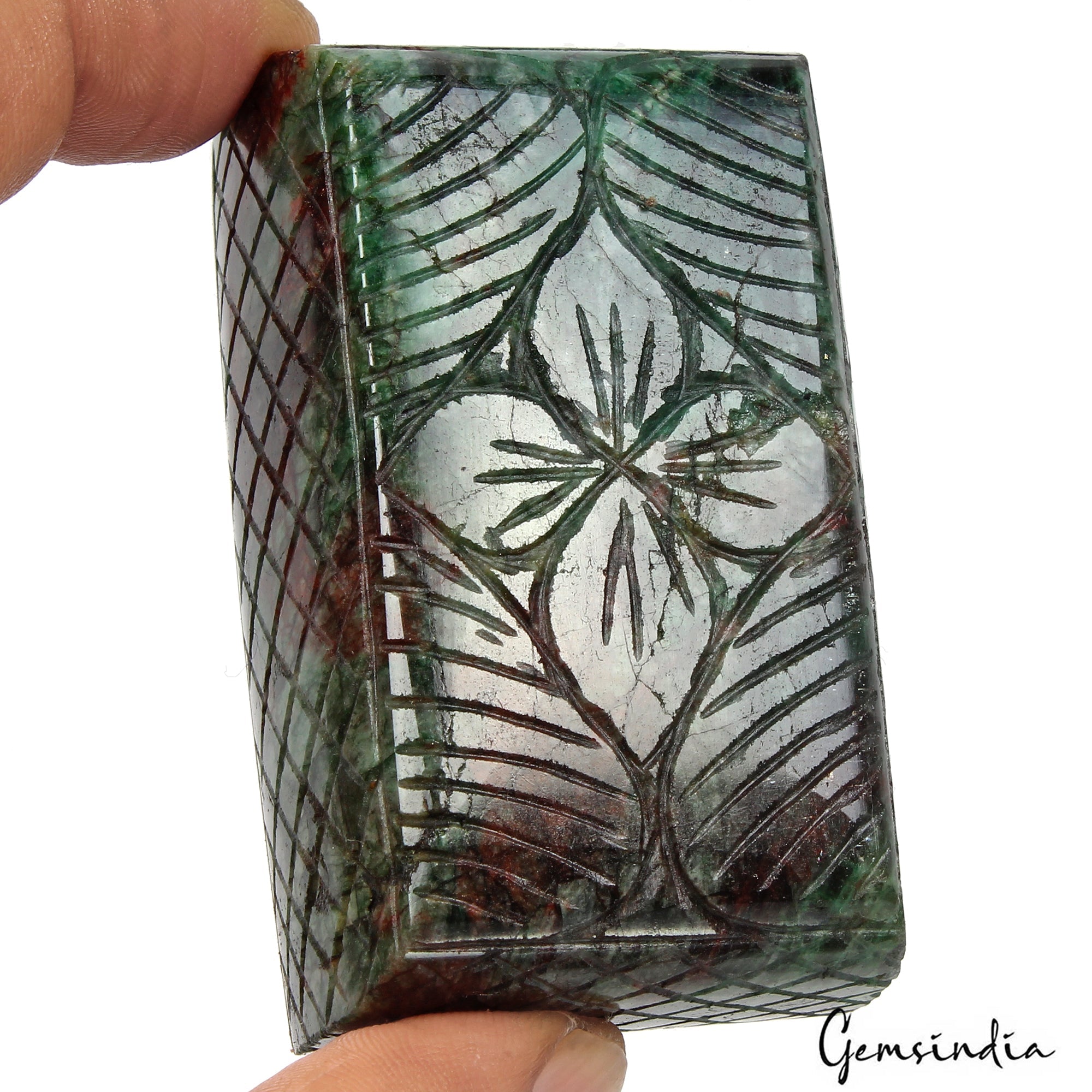 900 Ct Natural Green Zambian Emerald Rectangular Carving Earth Mined Loose Gems