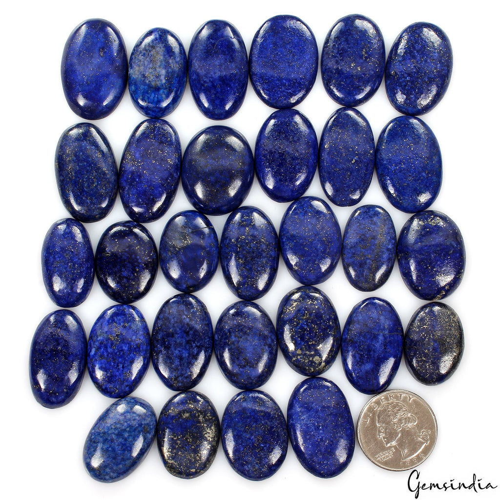 850 Ct/30 Pcs Natural Blue Gold Pyrite Lapis Lazuli Oval Cab Wholesale Gems Lot