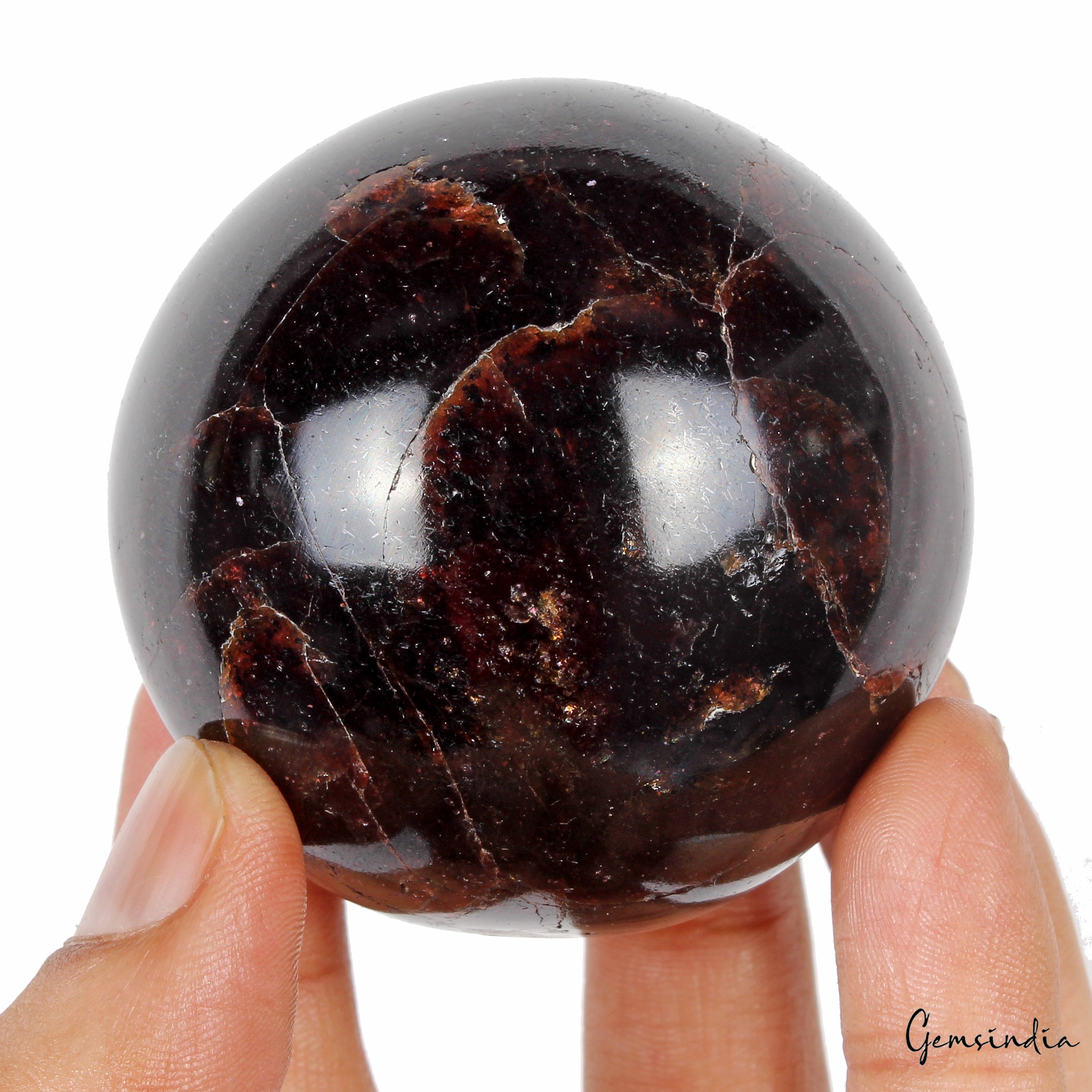 2.3" 486g Deep Red Garnet Sphere Polished Natural Gemstone Crystal Mineral Ball