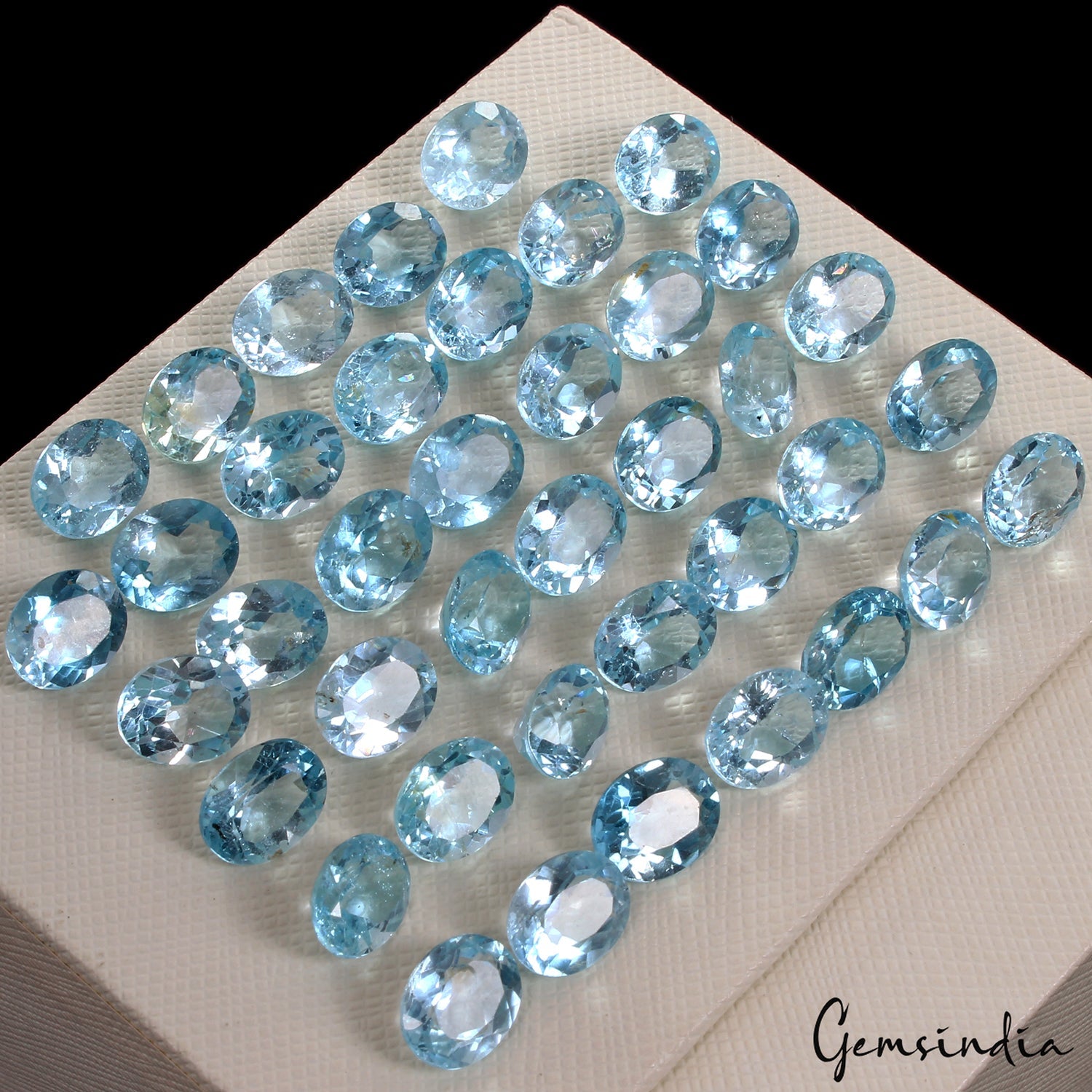 40 Pcs Natural Blue Topaz 9-10mm Oval Cut Top Quality Loose Gemstones 121.80 Ct