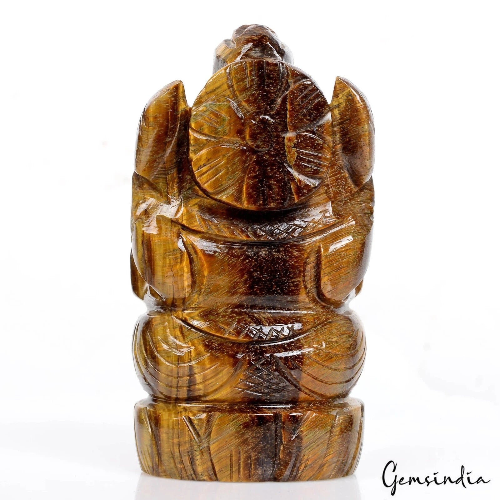 Tiger Eye Ganesha Figurine, Untreated — 82 x 44 x 34 mm, 820 Ct