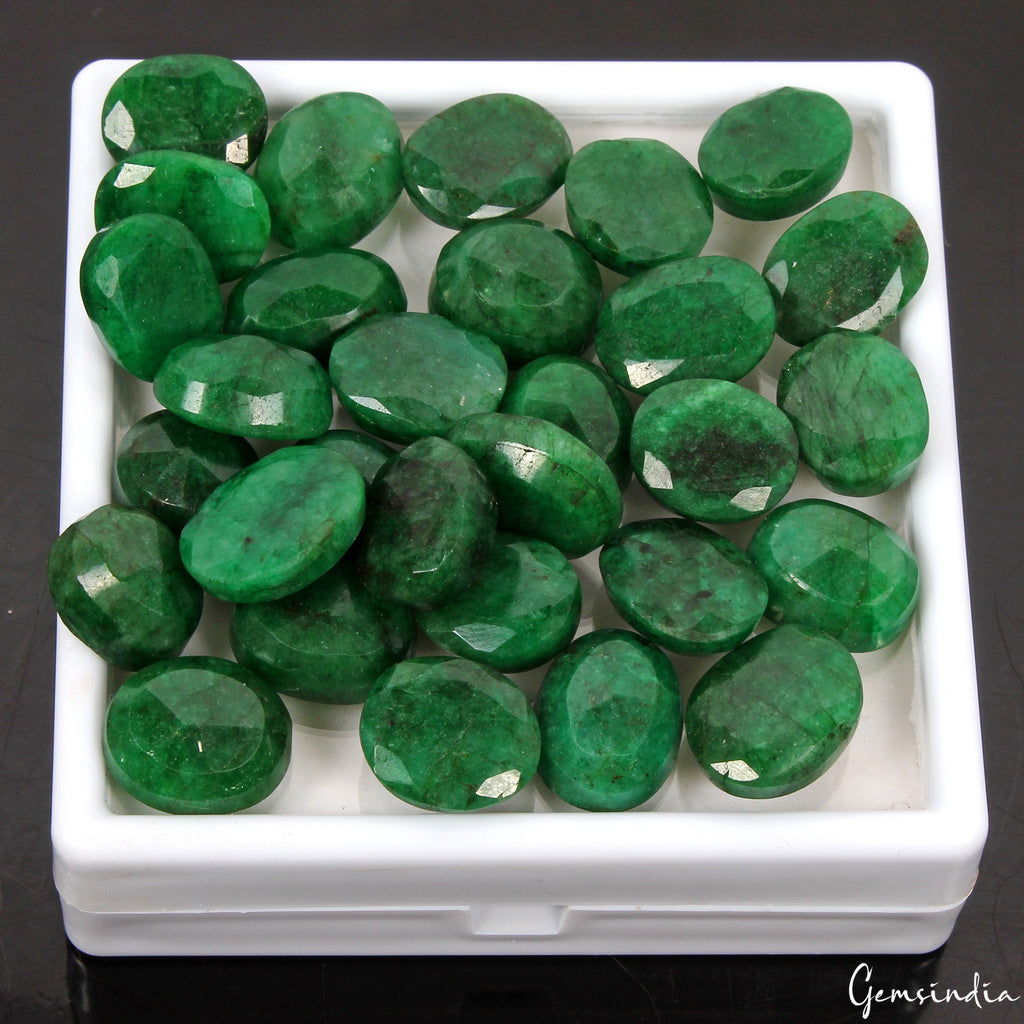 Certified Natural Green Emerald 520 Cts AAA+ Oval Cut Loose Gemstones lot~30 Pcs