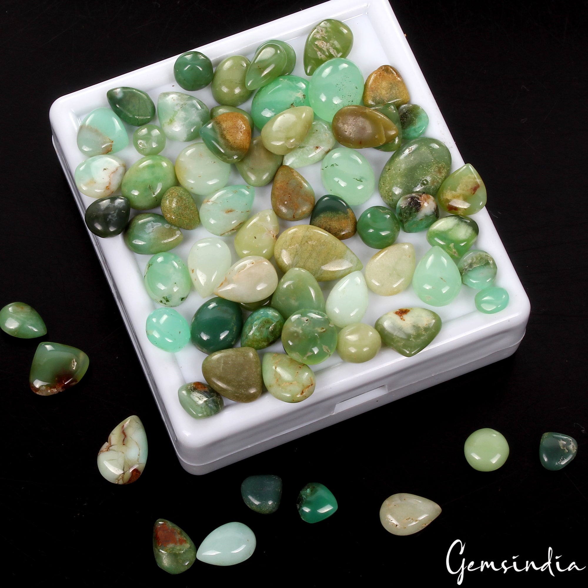117.90 Cts/67 Pcs Natural Untreated Green Chrysoprase Mix Shape Loose Gems Lot