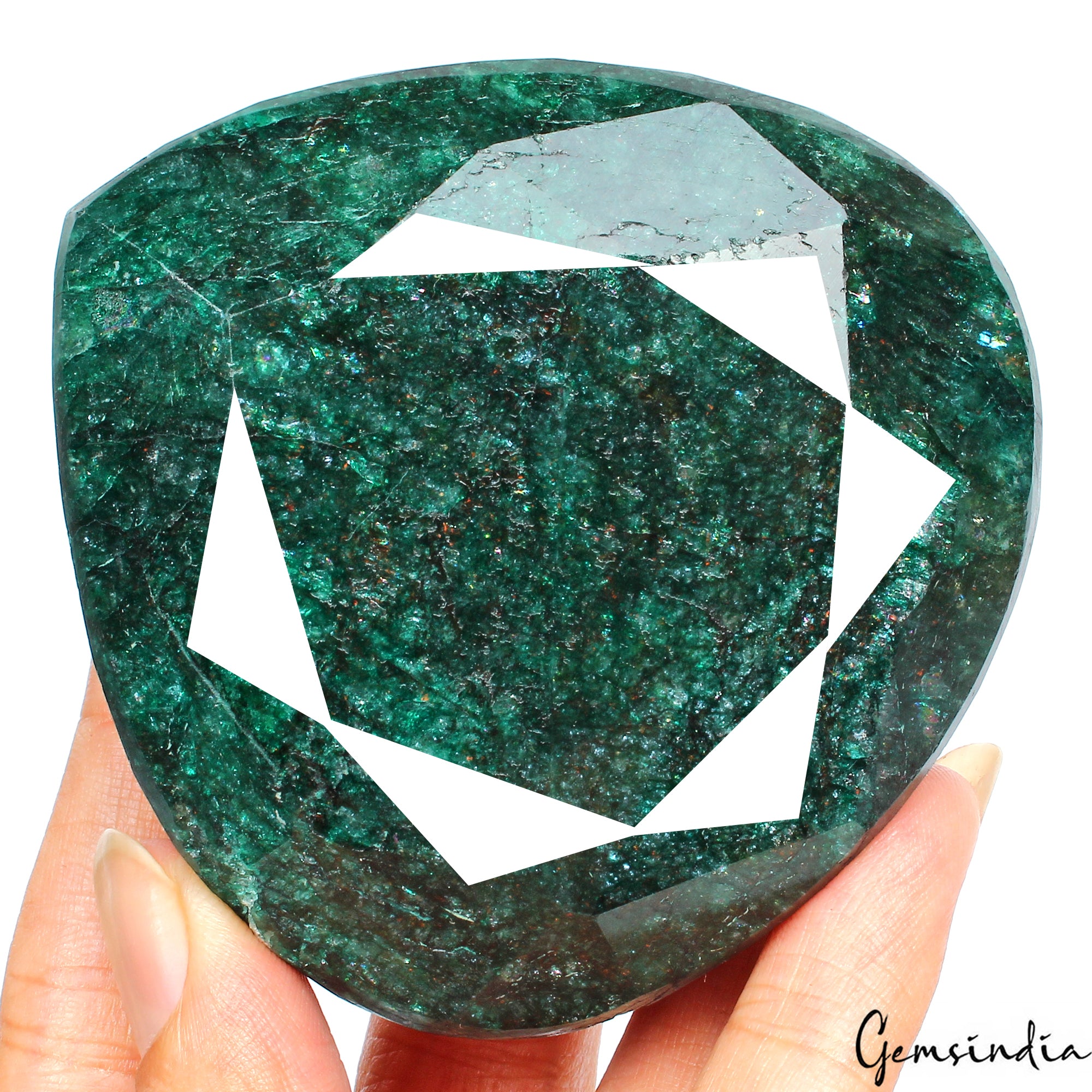 Emerald Loose Gemstone, Color Enhanced, Green — 69x66x33mm, 1220 Ct, Brazil