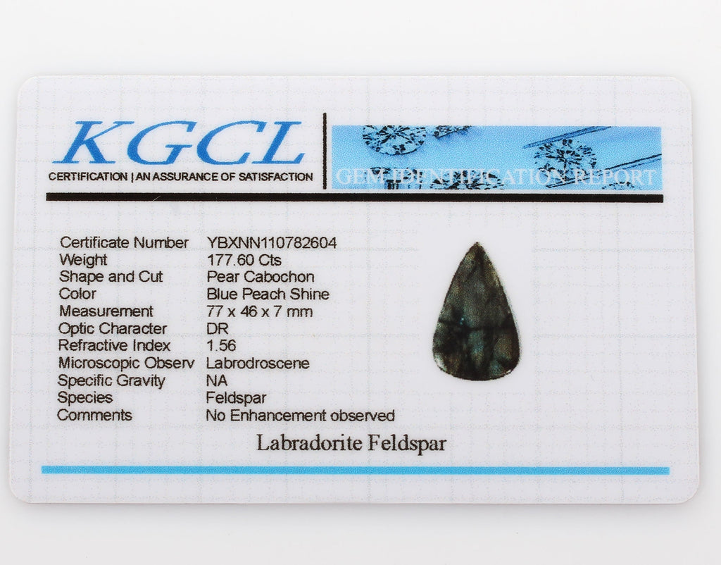 Certified 177.60Cts Natural Untreated Peach Shine Labradorite Cab Pear Loose Gem