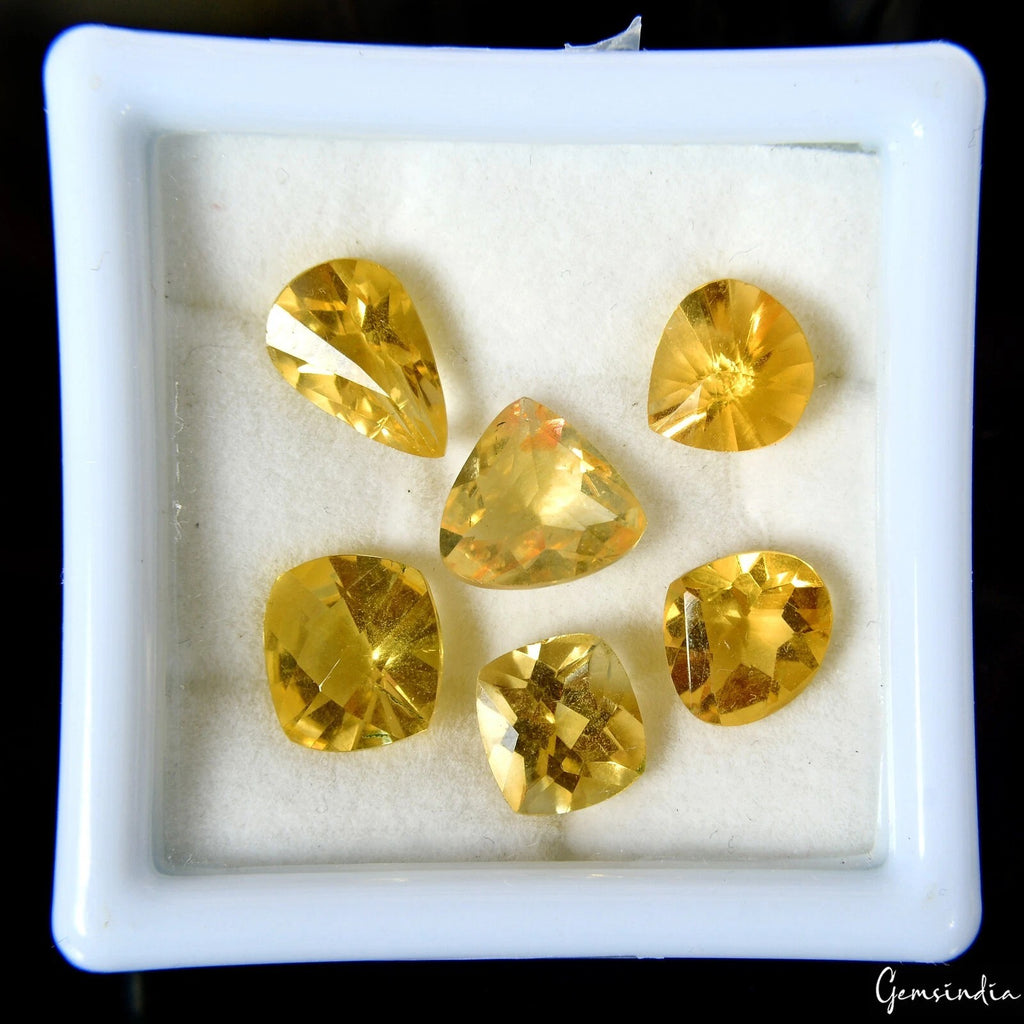 Citrine Lot, Loose Gemstone, Yellow — 6 Pieces, 8mm, 12.60 Ct