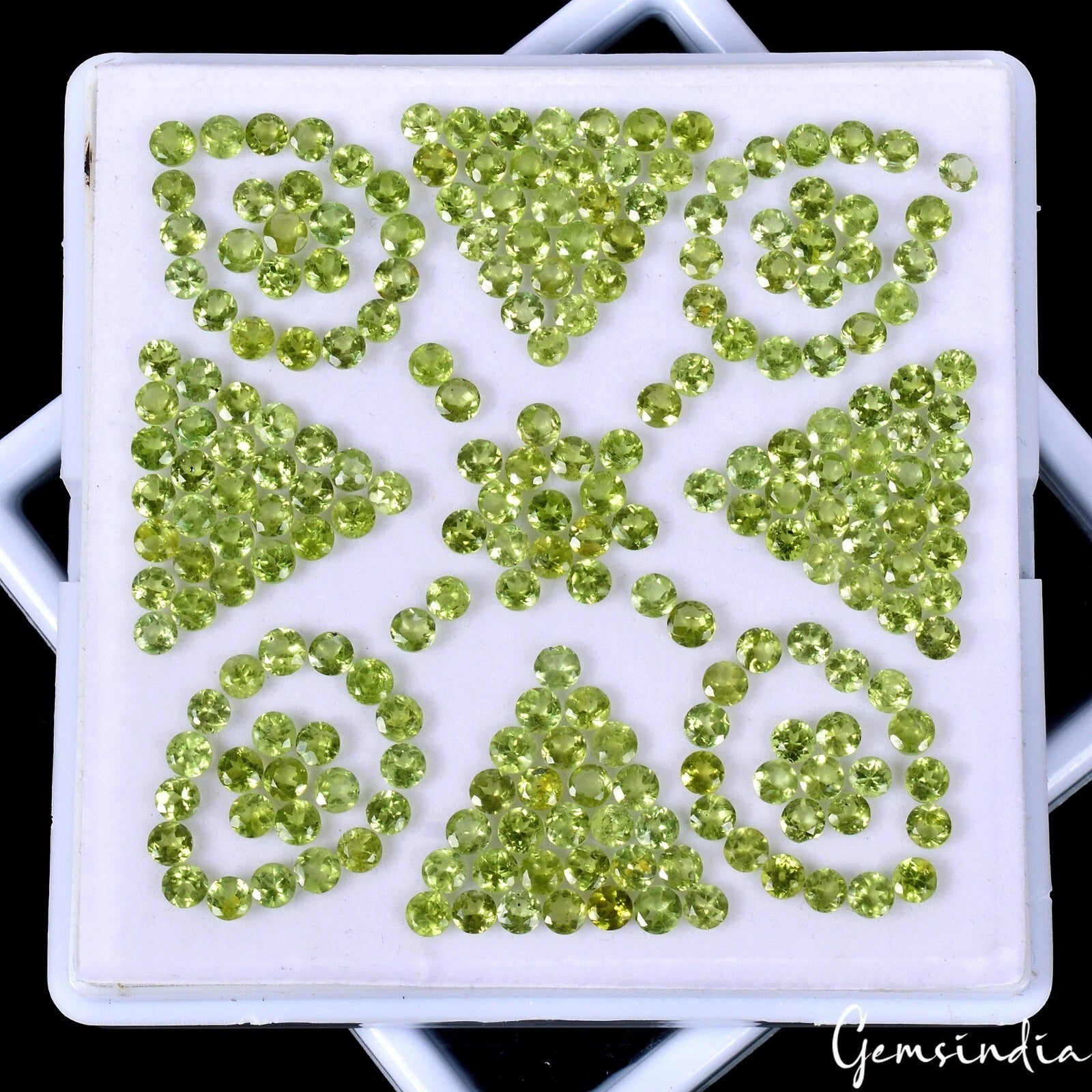 72 Cts/227 Pcs Natural Green Peridot Round Calibrated 4mm Loose Gems For Jewelry