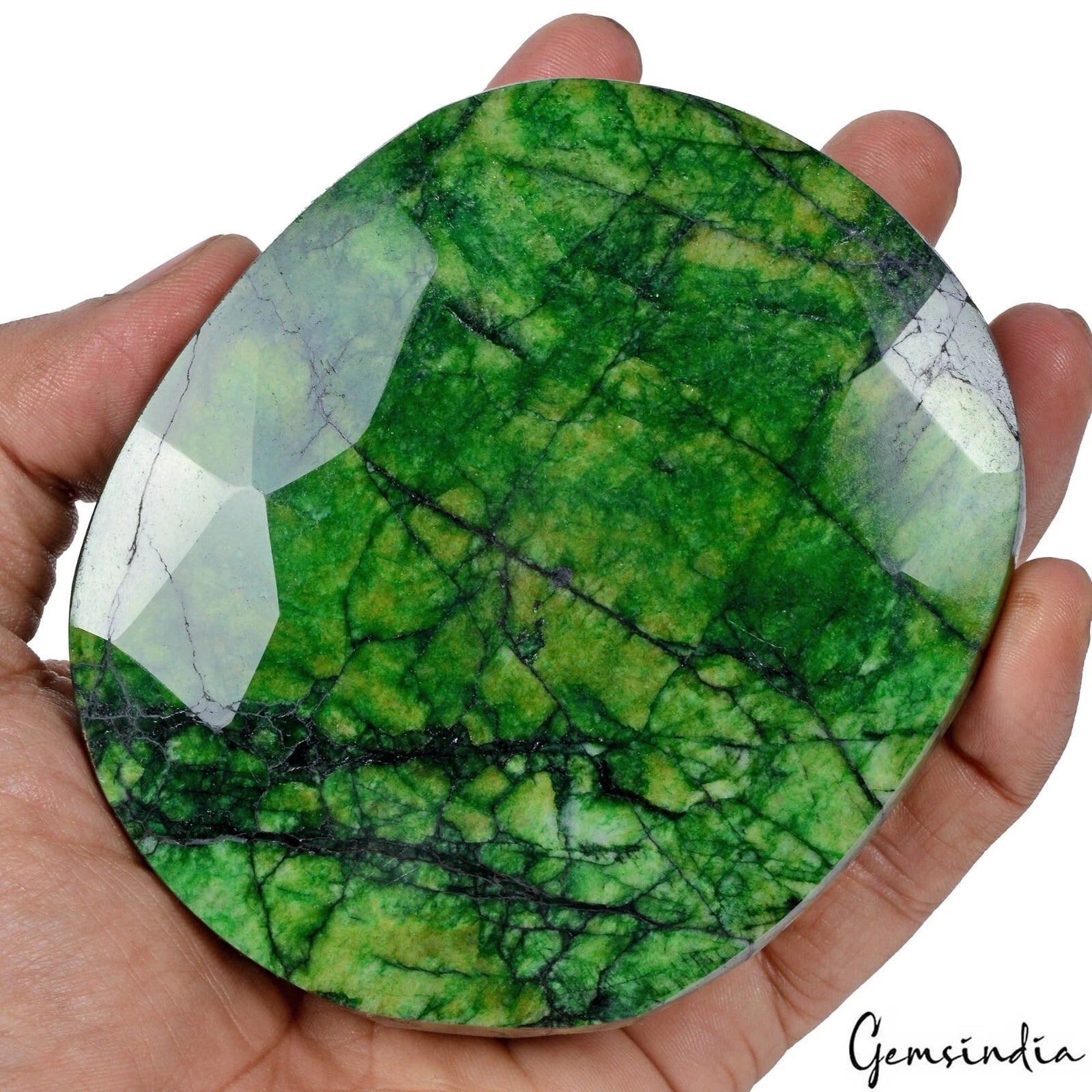 Emerald Loose Gemstone, Color Enhanced, Green — 100 x 84 x 35mm, 3030 Ct, Brazil