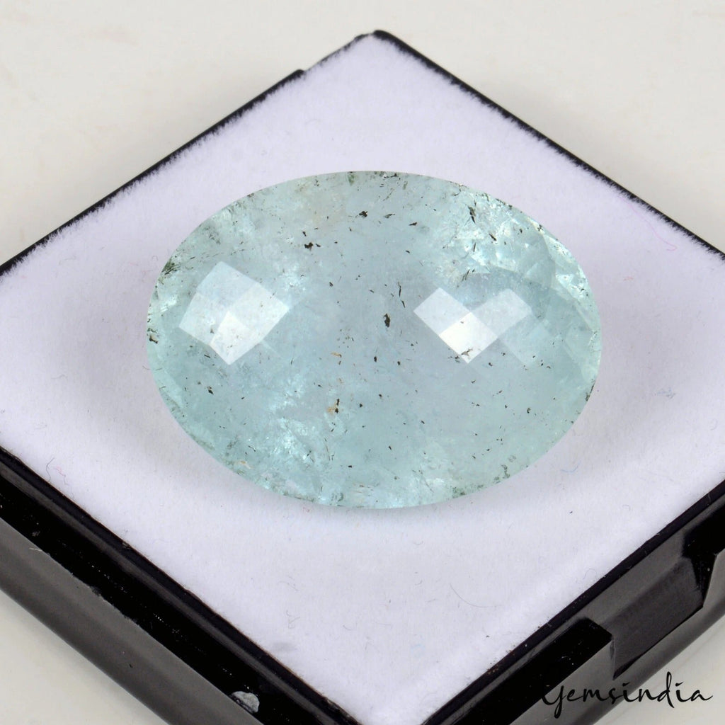 52.85 Ct Natural Aquamarine Huge Oval Checker Cut Loose Gems for Rings & Pendant