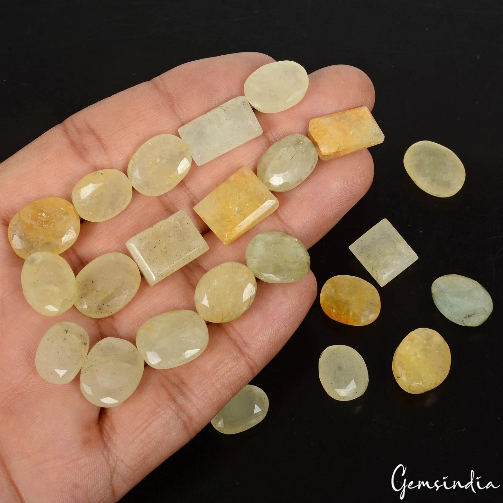 Green Beryl Lot, Loose Gemstone, Untreated, Yellow — 23 Pieces, 13mm to 16mm, 220 Ct, Brazil
