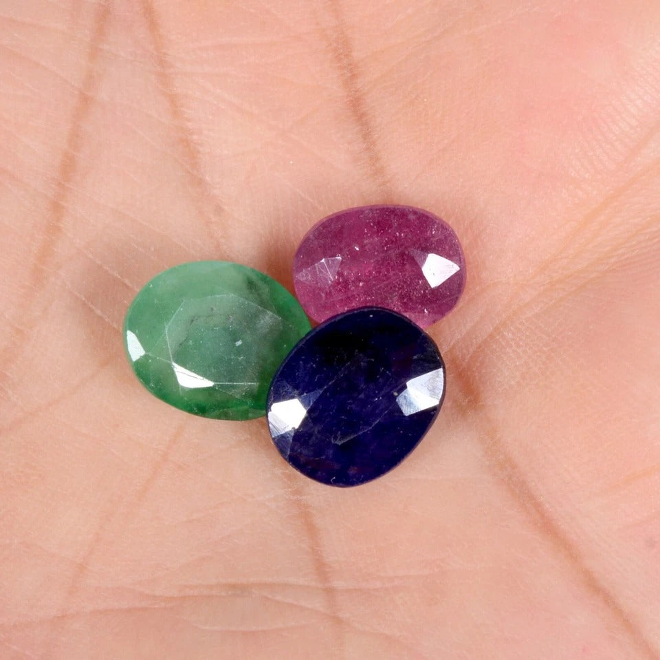 Ruby Lot, Loose Gemstone, Untreated, Red — 3 Pieces, 10mm to 11mm, 12.00 Ct, Mozambique