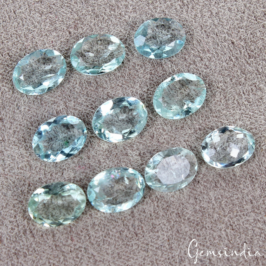 9.80 Ct Natural Blue Aquamarine Untreated 8mm*6mm Oval Cut Loose Gemstones ~10P