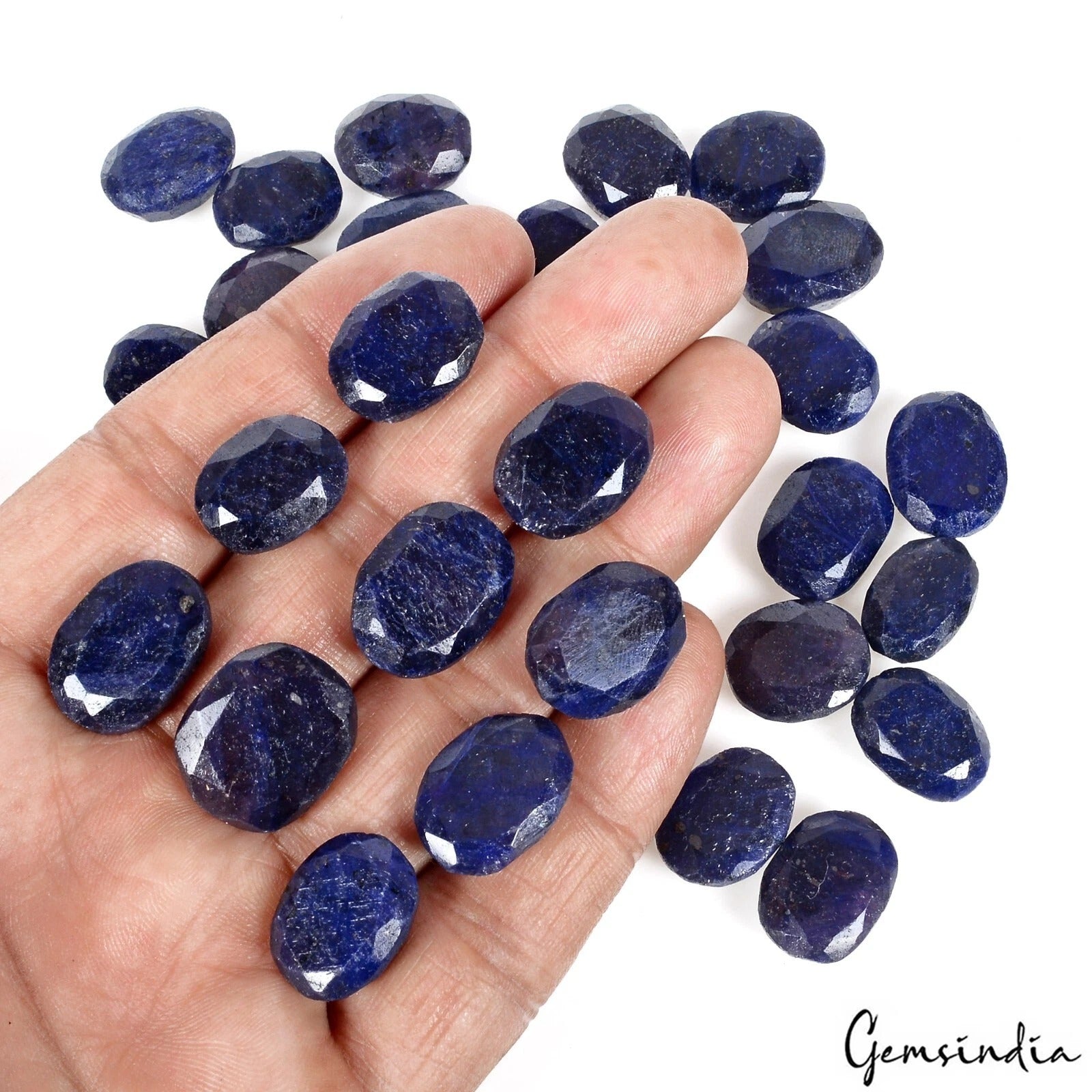 500 Cts/27 Pcs Natural Blue Sapphire Oval Faceted Cut Loose Gems Lot For Jewelry
