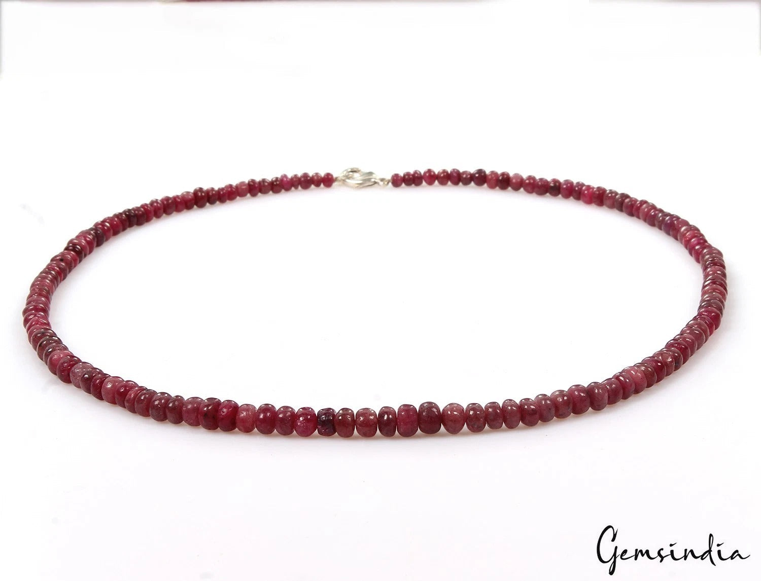 Natural Red Ruby Round Cabochon Gemstone 20" Beads 1 Strand Womens Necklace