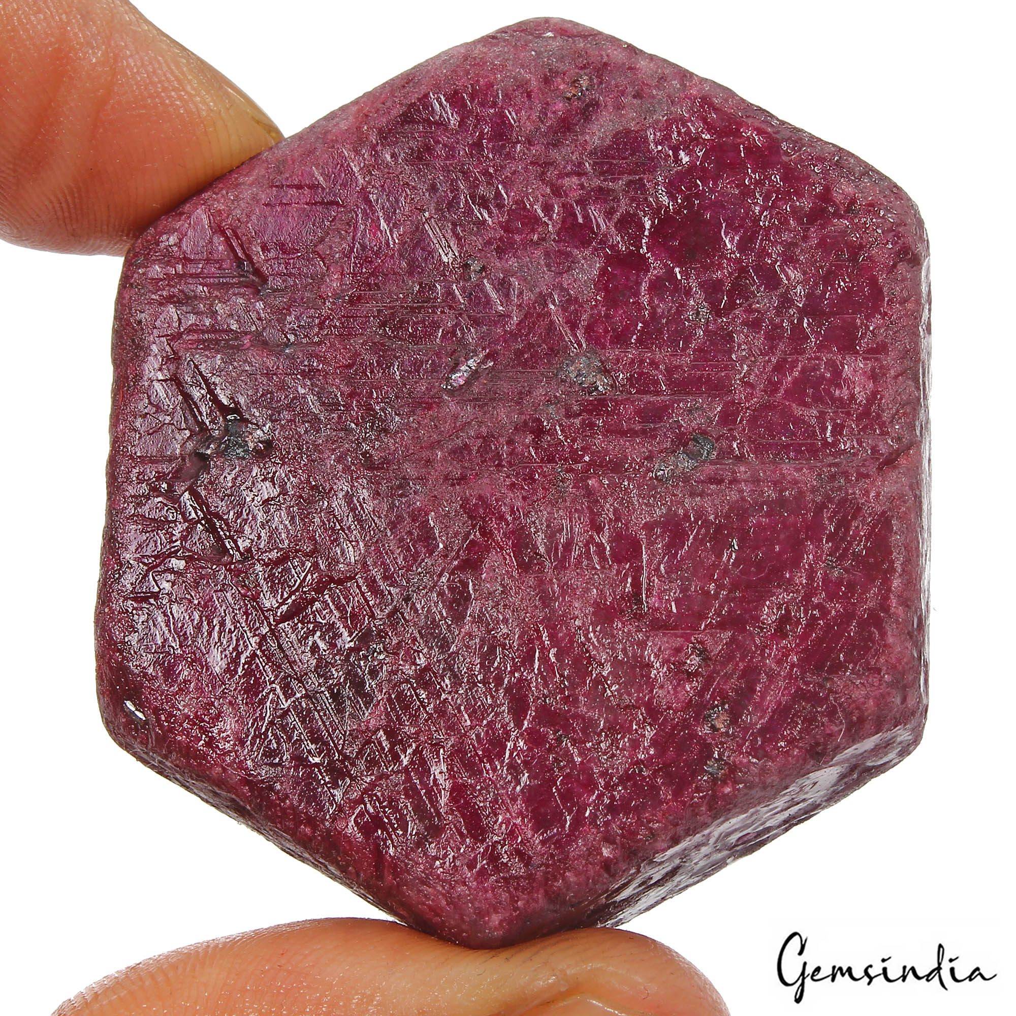 480 Cts Natural Red Ruby Earth Mined Hexagon Cut Druzy Rough Loose Huge Size Gem