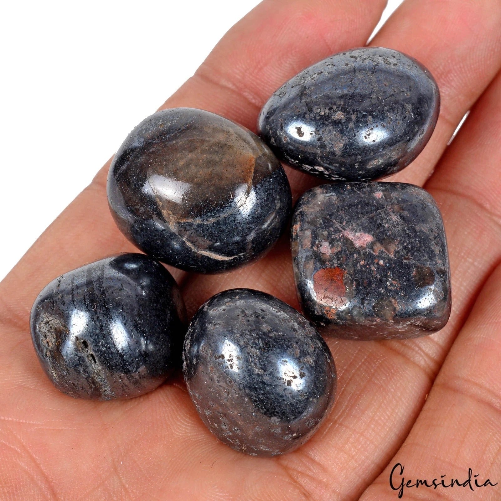 500Ct/5Pcs Natural Healing Meditation Grey Gunmetal Tumbled Shape Loose Gems Lot