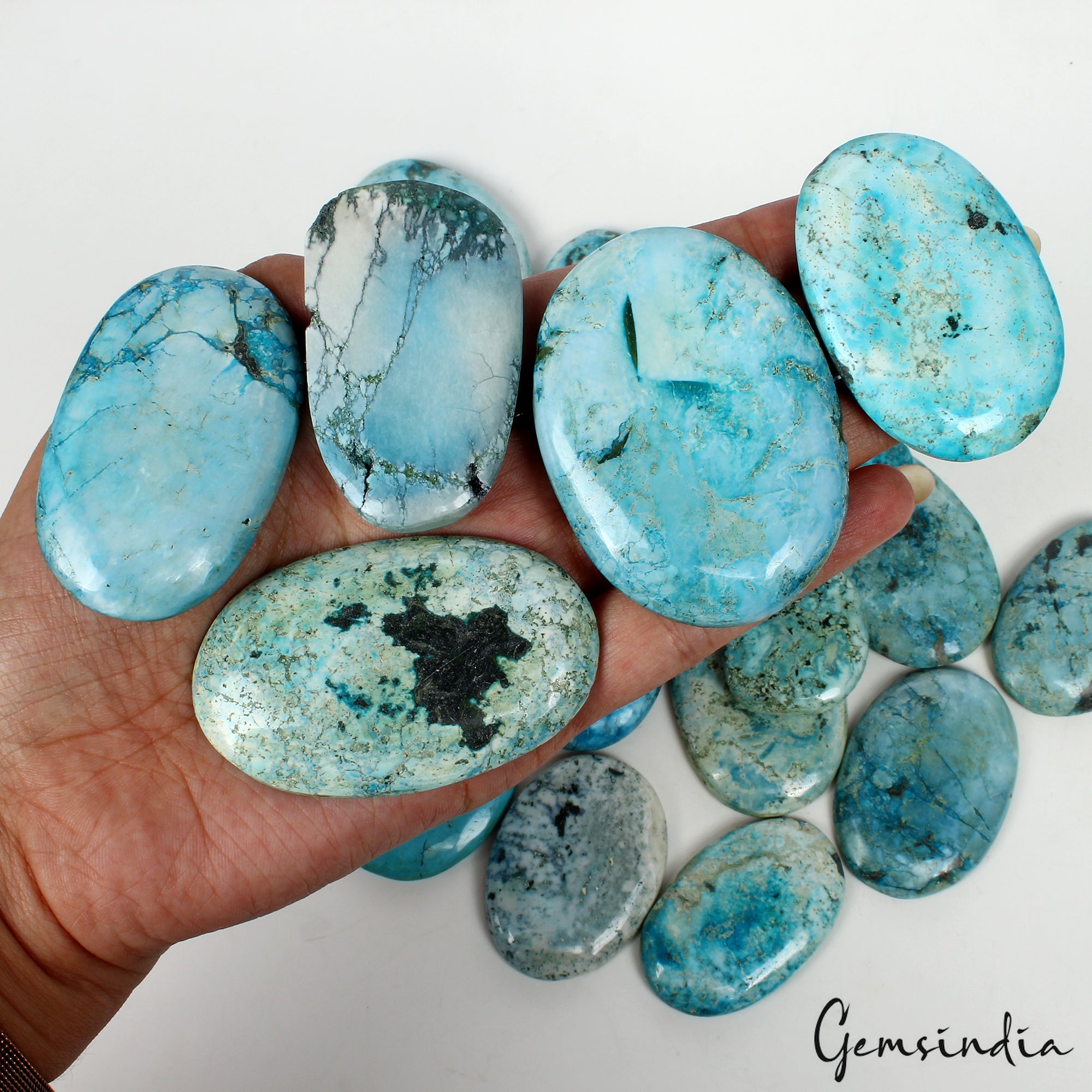 3200 Ct/22 Pcs Natural Designer Blue Turquoise Cabochon Loose Wholesale Gems Lot