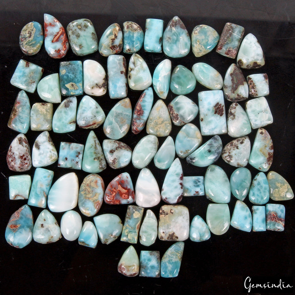 500 Ct 100% Natural Sky Blue Larimar Mix Lot Cabochon Untreated Gemstones 71 Pcs