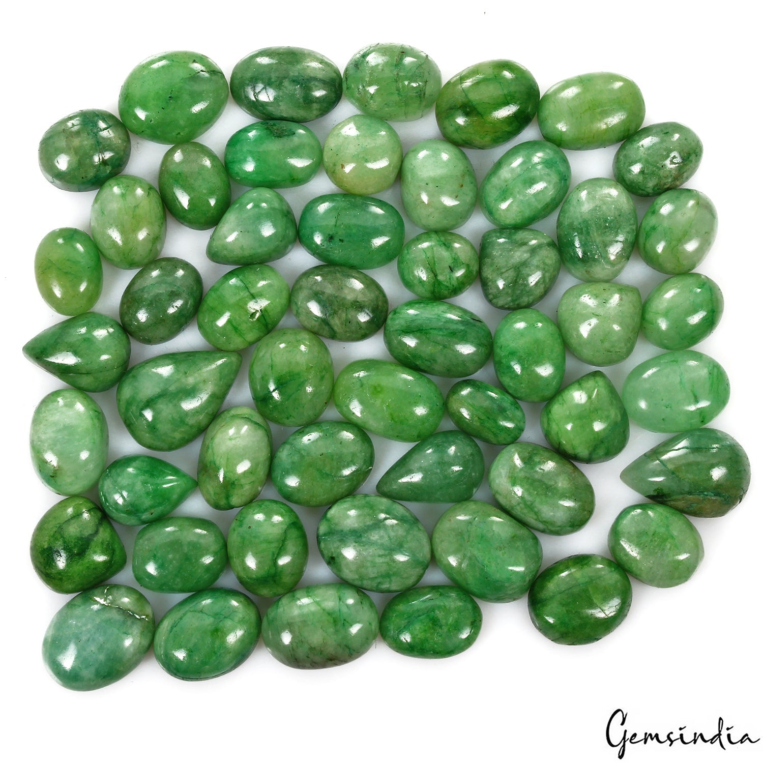 510 Cts/52 Pcs Natural Brazilian Green Emerald Mixed Cab Loose Gems For Jewelry