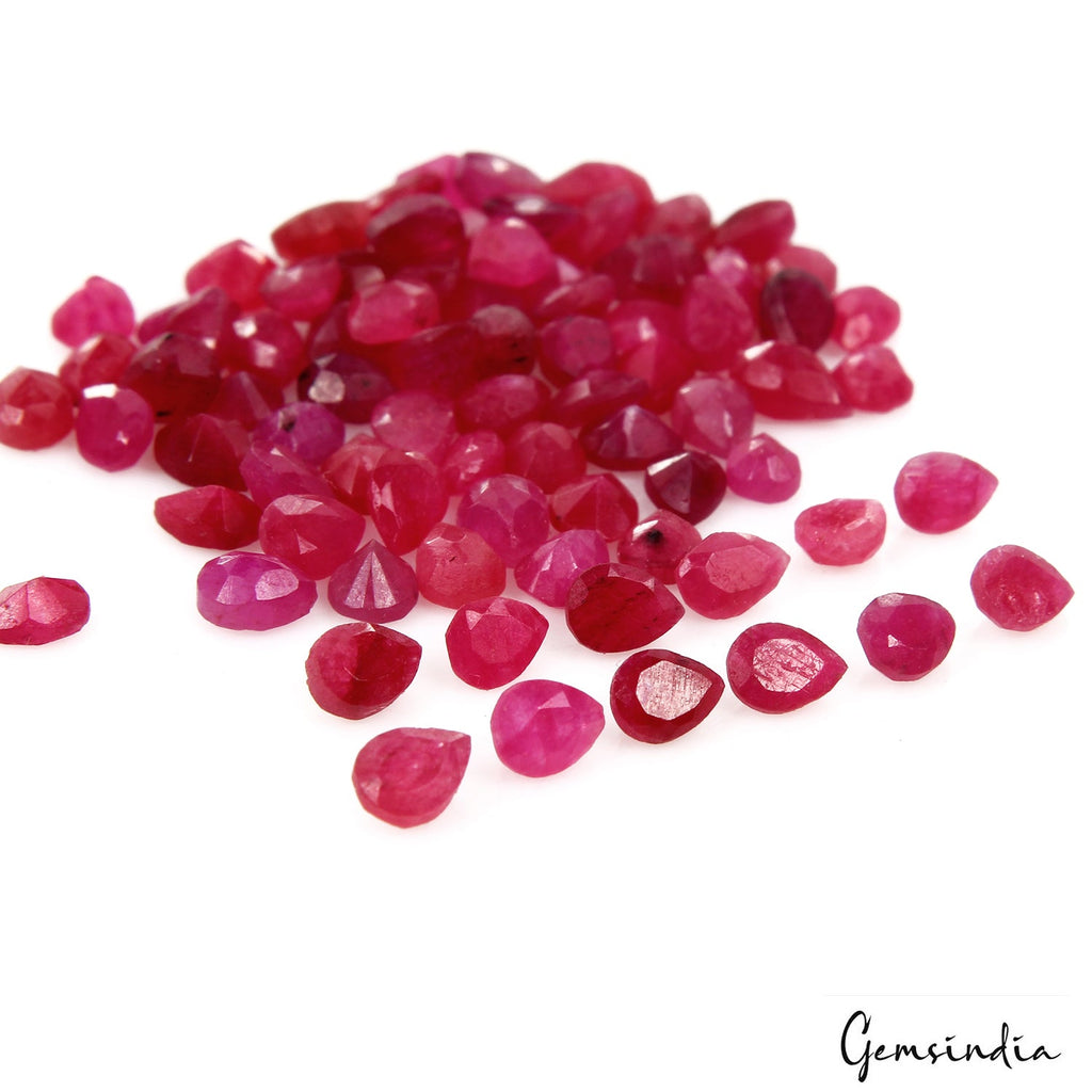 82 Pcs Natural Pink Ruby 3-5mm Pear Cut Loose Gemstones Wholesale Lot~19.50 Ct