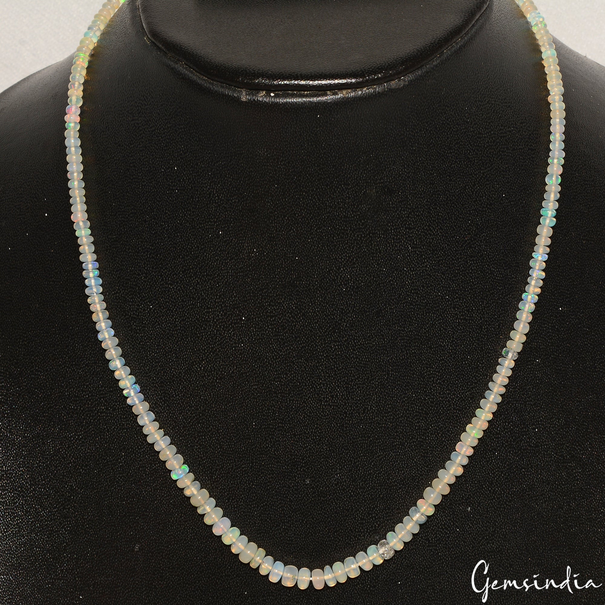 17" Natural Welo Fire Ethiopian Opal Rondelle Beaded Handmade Necklace ~33.60 Ct