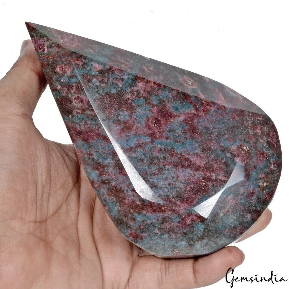 1.4 kilo Natural Untreated Bi Color Ruby Kyanite Pear Cut Museum Size Gemstone