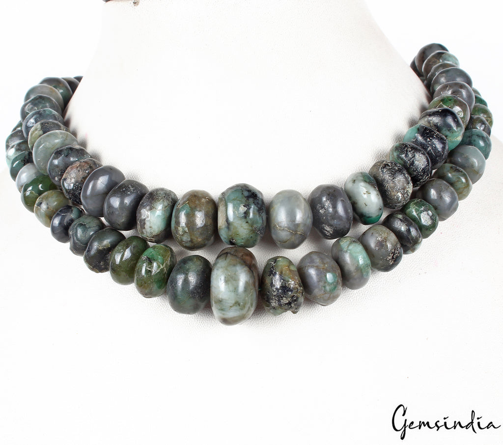 Emerald Beaded Strand, Untreated, Green — 8mm to 21mm, 1000 Ct, Brazil