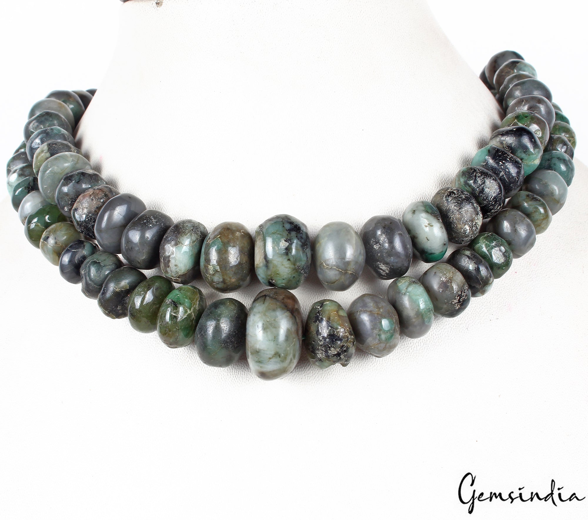Emerald Beaded Strand, Untreated, Green — 8mm to 21mm, 1000 Ct, Brazil