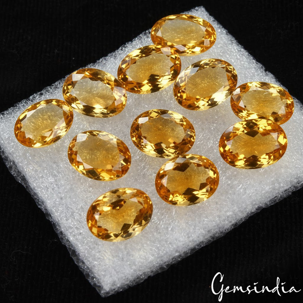 VVS 11 Pc Natural Citrine AAA Quality Oval Cut 12-14mm Loose Untreated Gemstones