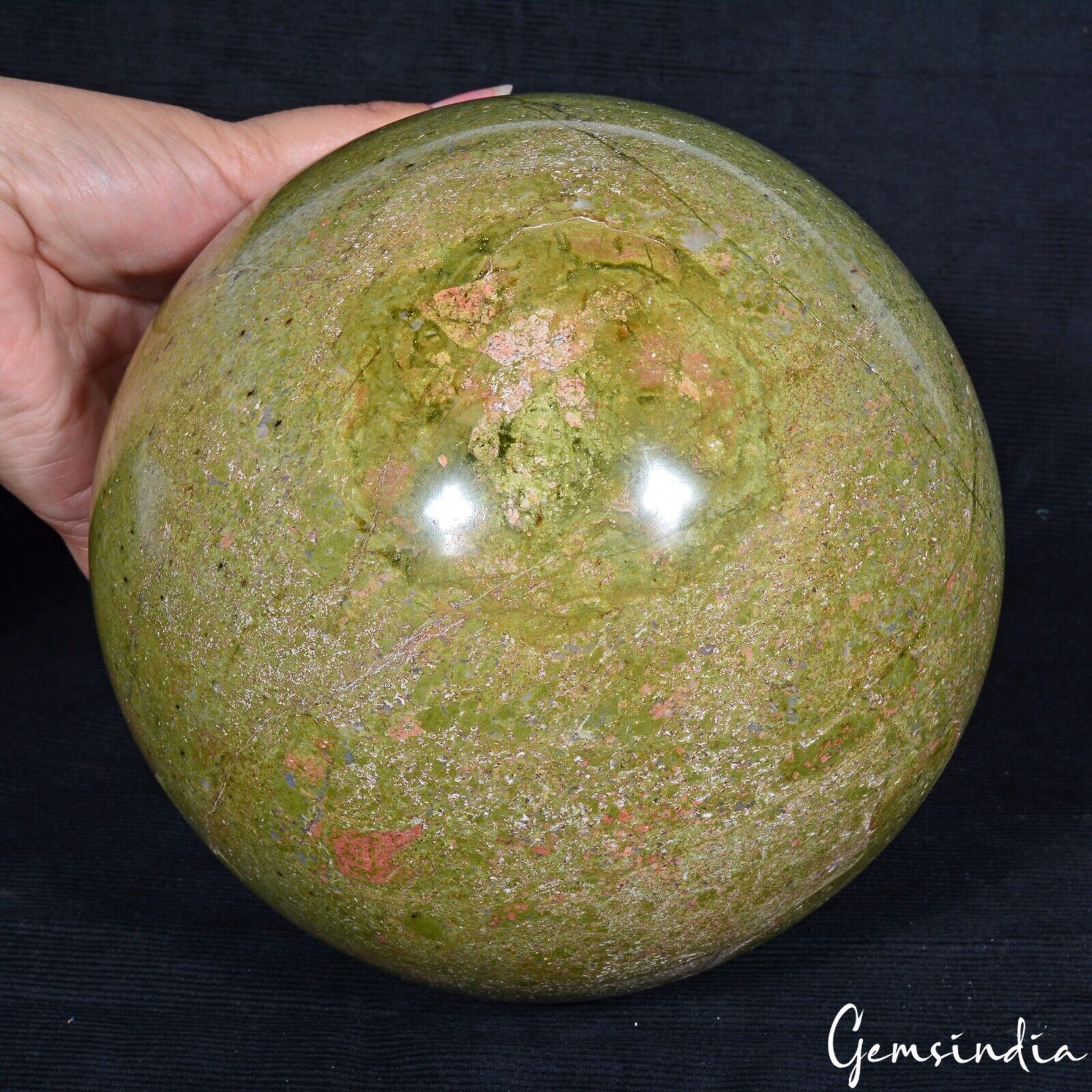 Unakite Sphere, Untreated, Red — 7" in diameter, 9.2 Kg (46000 Ct), Madagascar
