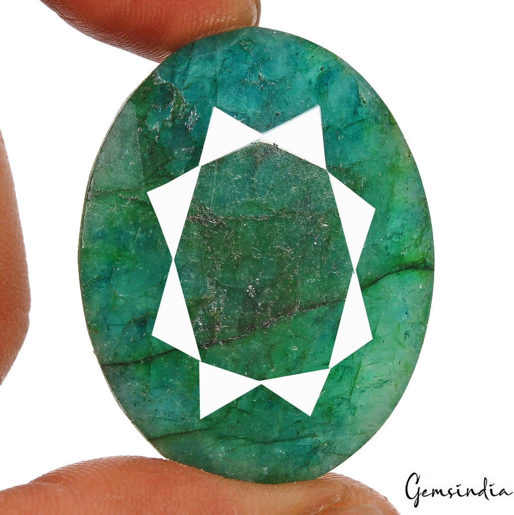 Certified 93.20 Cts Natural Zambian Green Emerald Oval Faceted Gem For Pendant