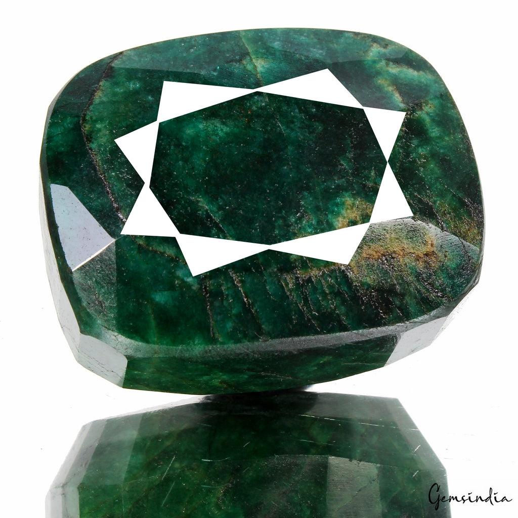 940Ct Natural Green Brazilian Emerald Cushion Faceted Earth Mined Loose Gemstone