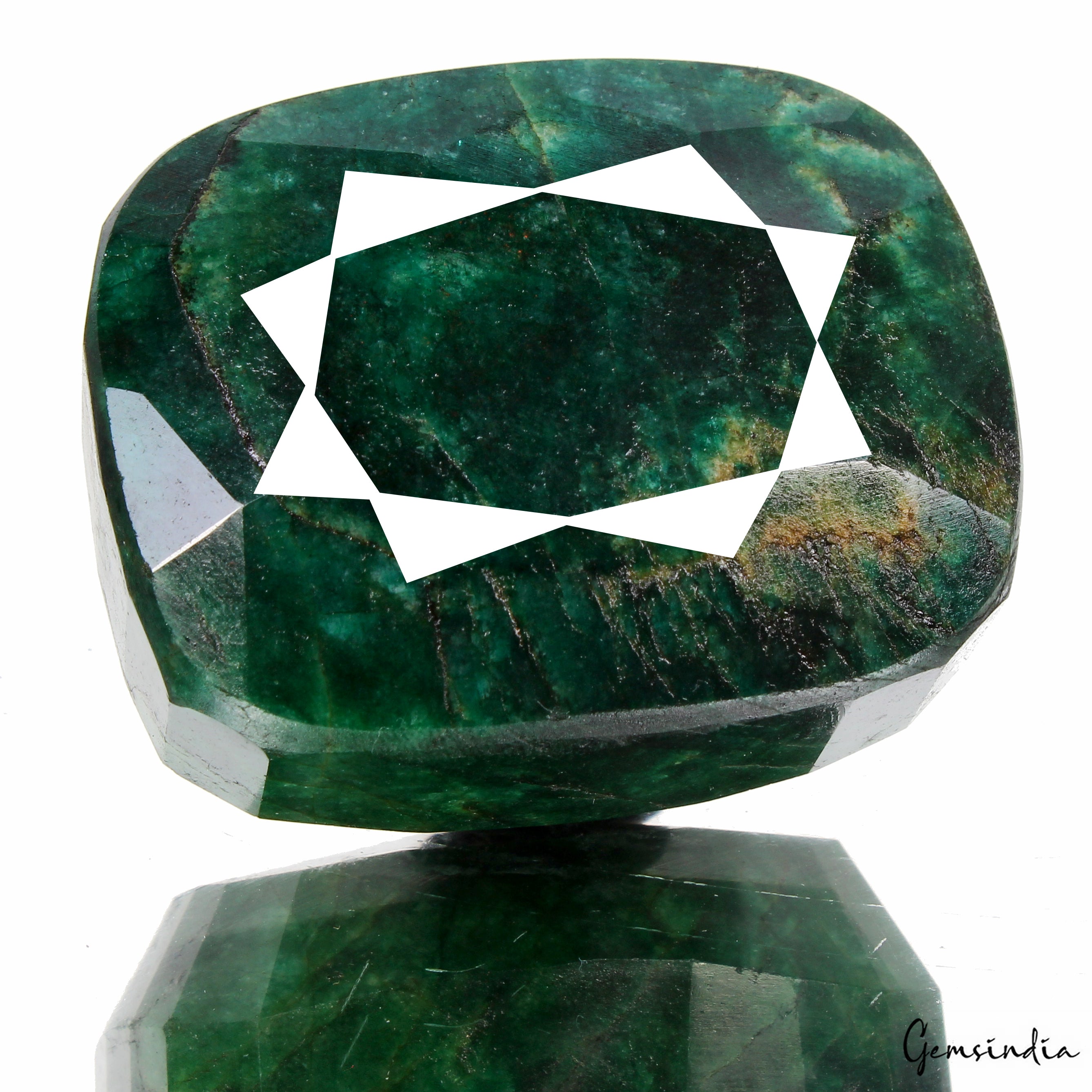 940Ct Natural Green Brazilian Emerald Cushion Faceted Earth Mined Loose Gemstone