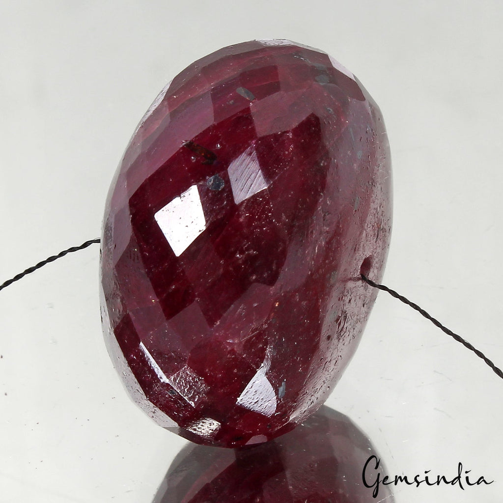 Giant 350 Ct Natural Earth Mined Ruby Gem 37mm Round Checker Cut Certified Bead