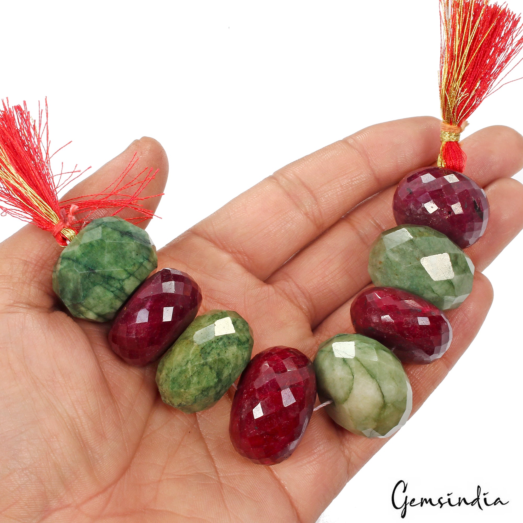 Ruby Beaded Strand, Red — 8 Pieces, 25mm to 29mm, 1040 Ct, Brazil