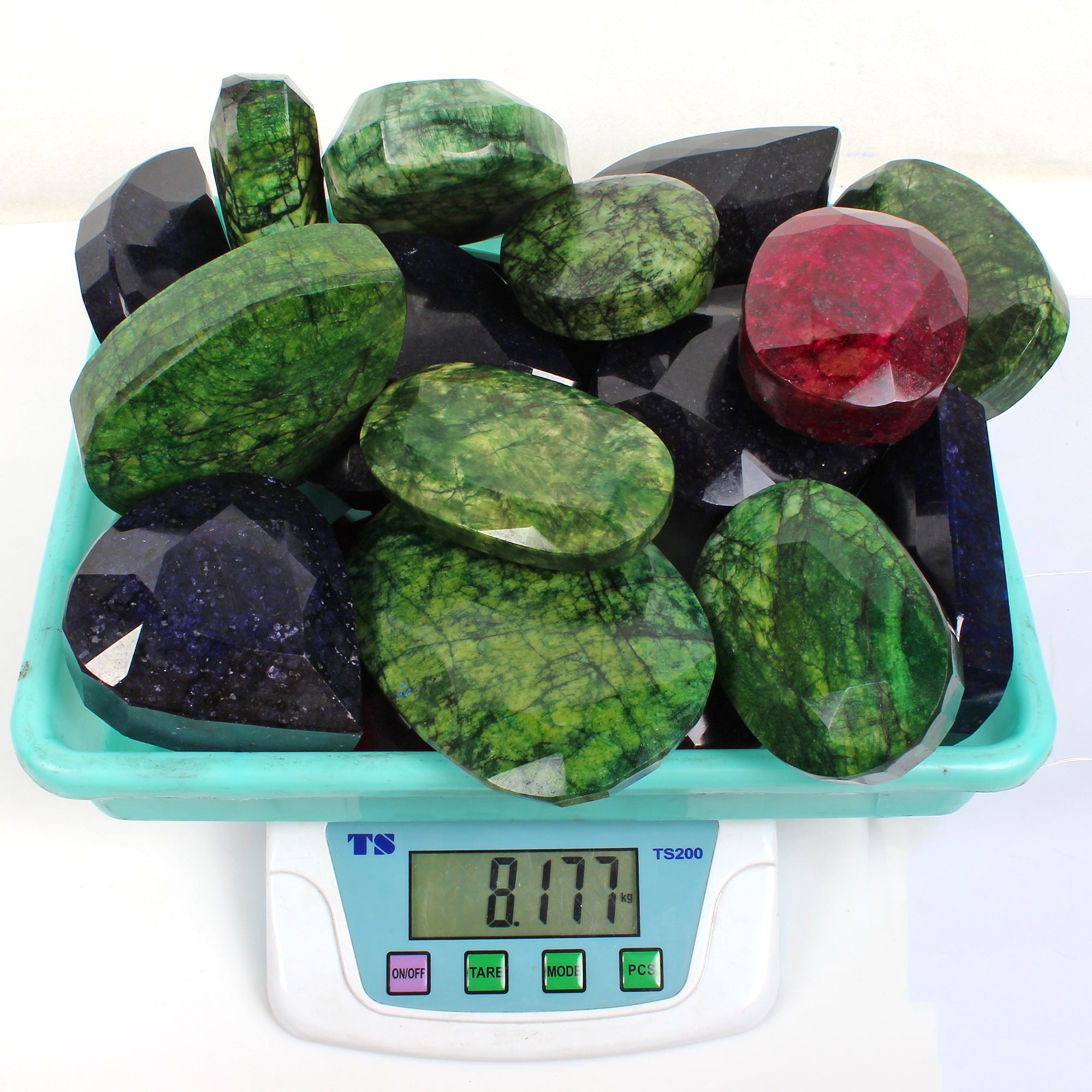 8 Kg Natural Ruby Emerald Sapphire Mix Cut Museum Size Loose Gemstones 61-123mm