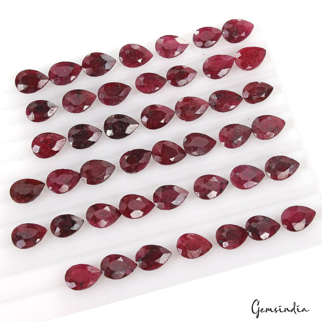 280.00 Ct Natural Red Ruby Pear Cut Faceted Loose Wholesale Gemstone Lot 44 Pcs