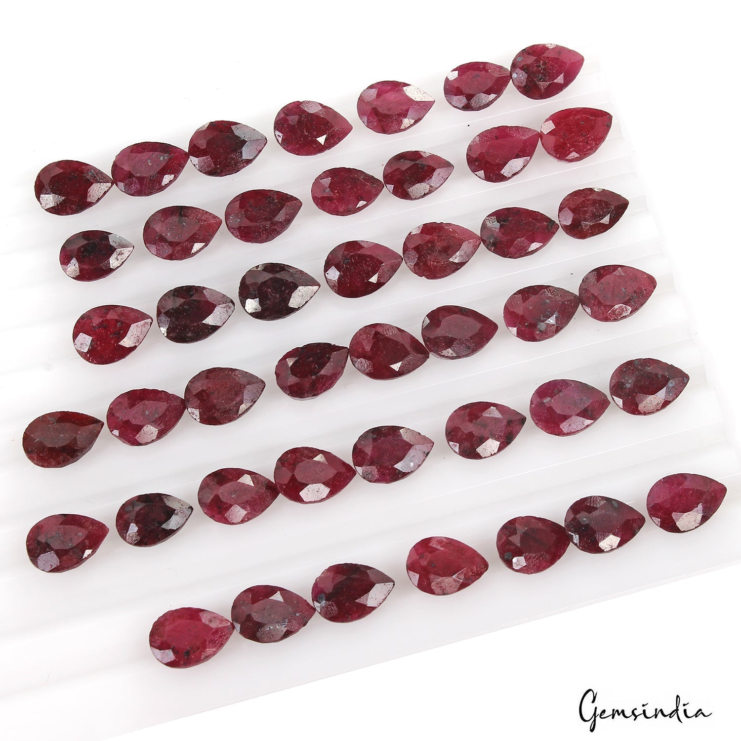 280.00 Ct Natural Red Ruby Pear Cut Faceted Loose Wholesale Gemstone Lot 44 Pcs